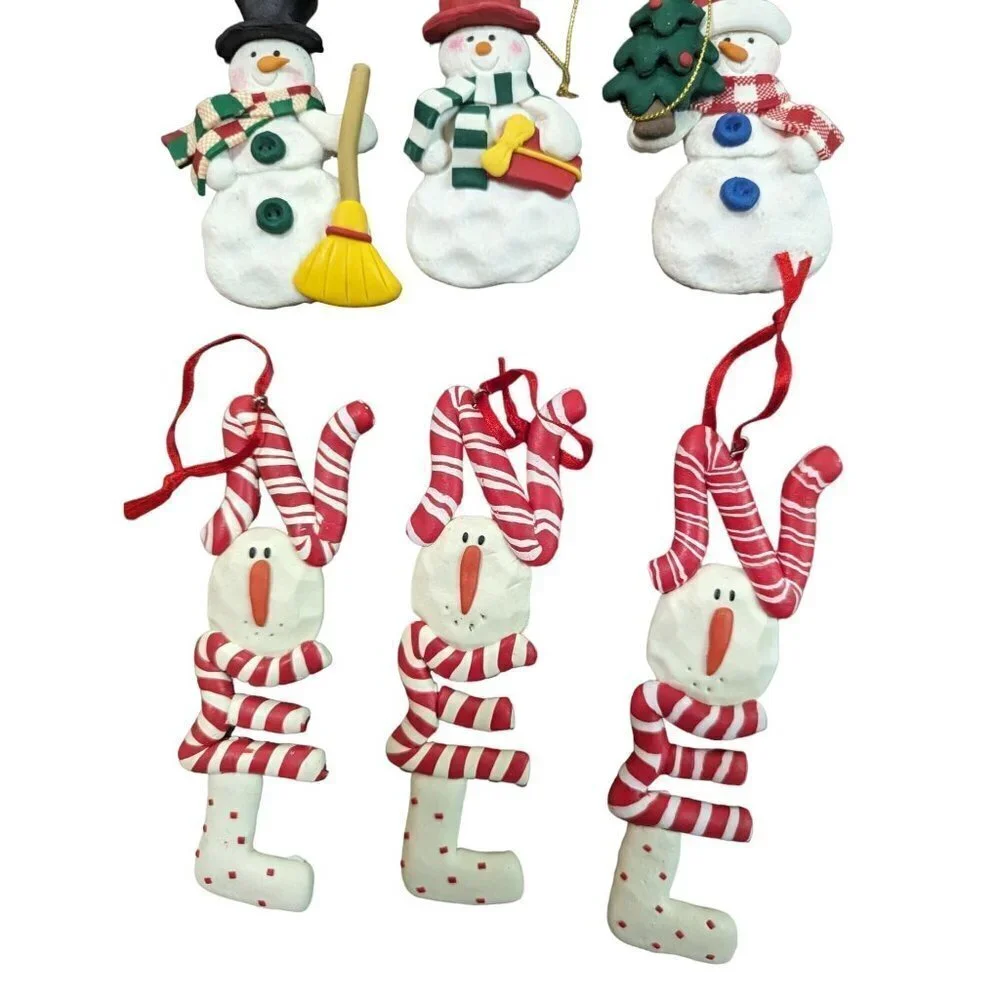 Santa  and reindeer Christmas ornaments‎ set of 6 Holiday decor